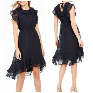 Calvin Klein Ruffle Cap Sleeves Dress Blue Sz 8